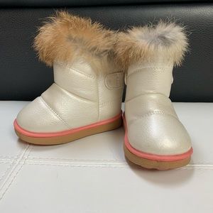 Toddler white winter fur boot